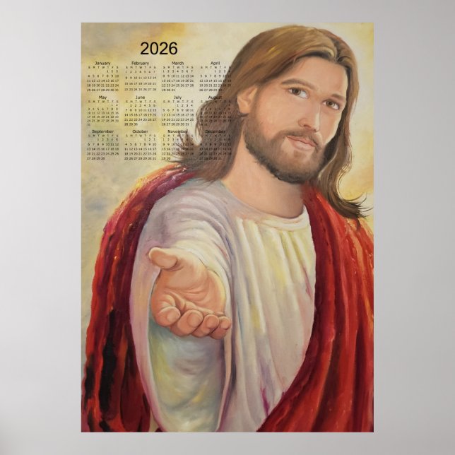 Poster O Convite Divino: Jesus Calendário 2026 (Frente)
