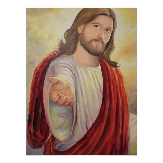 Pôster O Convite Divino: Jesus Estendendo a Mão (Frente)