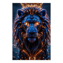 Pôster O Coração de um Poster Rei - Leão Cibernético Bril