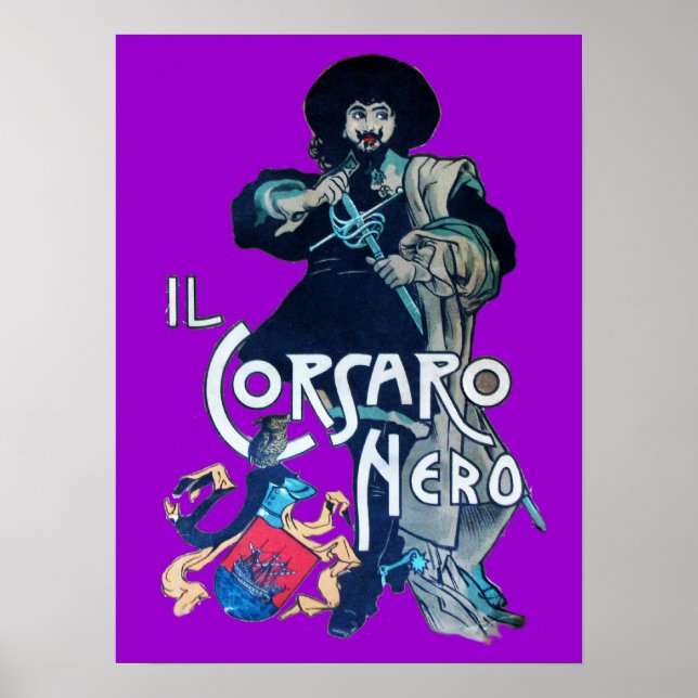 Pôster O CORSAIRO NEGRO  roxo (Frente)