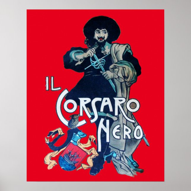 Pôster O CORSAIRO NEGRO Vermelho (Frente)