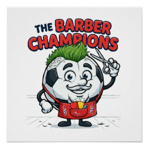 Pôster O Corte de Cabelo Campeão de Futebol do Barbeiro