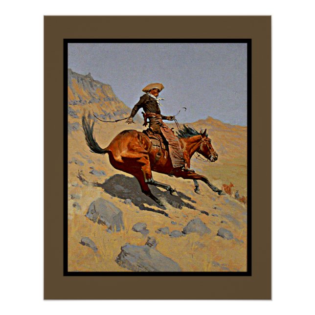 Pôster O Cowboy de Frederic Remington (Frente)