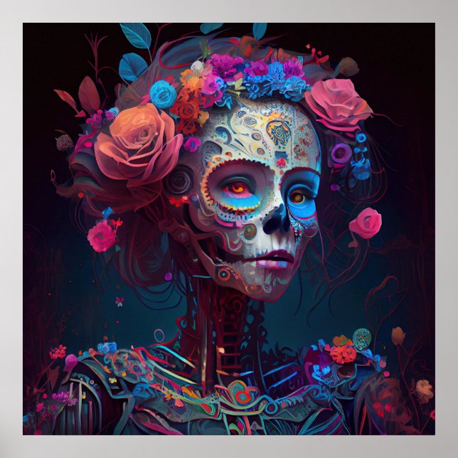 Poster O Crânio do Açúcar Robótico Dia da Mulher Morta (Frente)