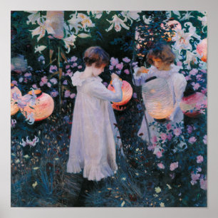 Pôster O cravo, lírio, lírio, aumentou por John Singer