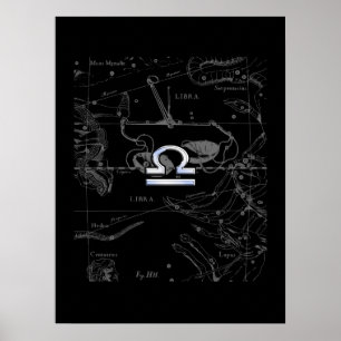 Poster O cromo gosta do símbolo do zodíaco do Libra em