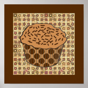 Poster O cupcake do fosco do caramelo com polvilha