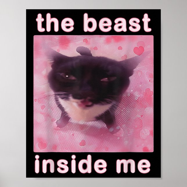 Poster O Dentro da Besta Me Engraçado Meme Gato Sáctico (Frente)