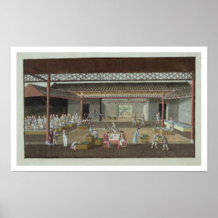 Pôster O depósito do chá (gouache na seda)