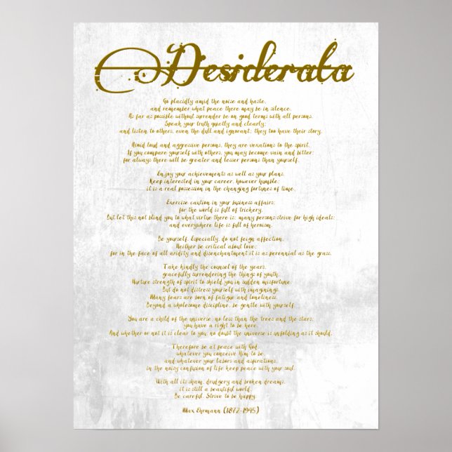 Pôster O Desiderata "Coisas Desejadas" (Frente)