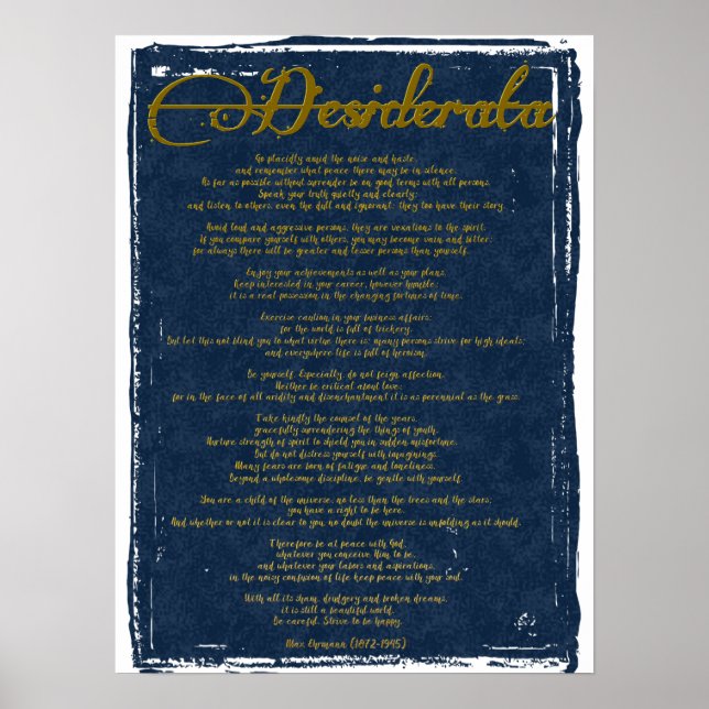 Poster O Desiderata "Coisas Desejadas" (Frente)