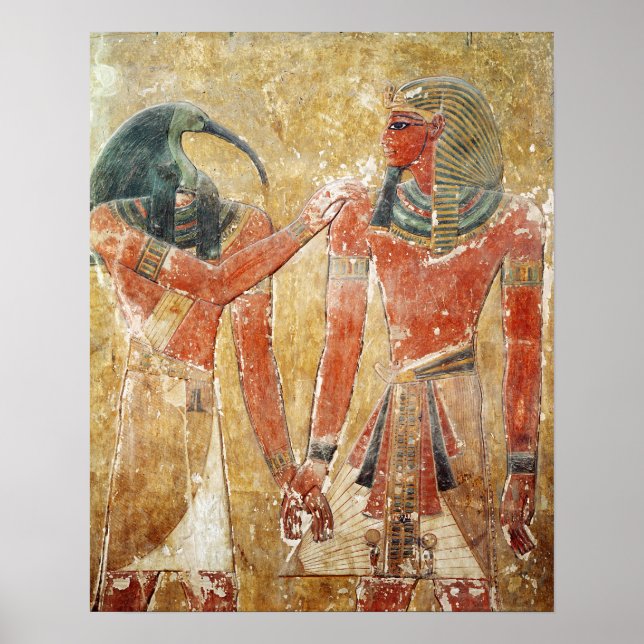 Poster O deus Thoth com Seti I no Tumba de Seti (Frente)