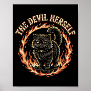 Poster O Diabo Retro Oculto Mulheres Feminino Sombrio