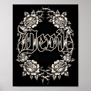 Poster O Diabo Retro OculTO Mulheres Gótico Escuro Femini