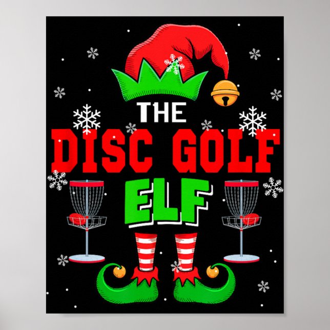 Poster O Disc Golf Christmas Elf Chapéu Sapatos Combinand (Frente)