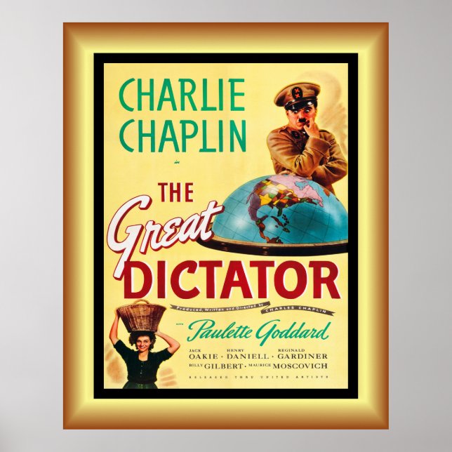 Poster O Ditador do Excelente 1940 ~ Posto de Charlie Cha (Frente)