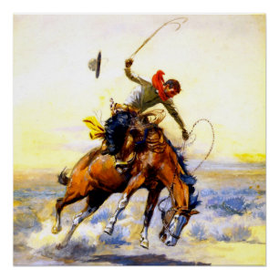 Pôster “O Domador” Arte Ocidental por Charles M Russell