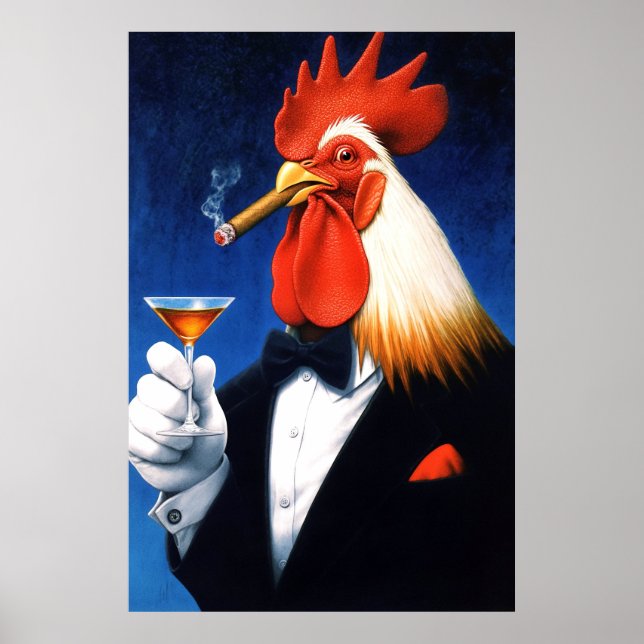 Poster O Don do amanhecer | Dapper Rooster Smoking Cigar (Frente)