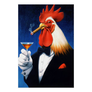 Pôster O Don do amanhecer   Dapper Rooster Smoking Cigar