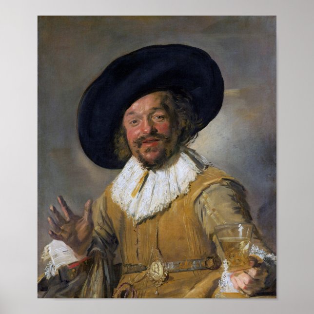Poster O Drinker Feliz, Frans Hals, 1628-1630 (Frente)