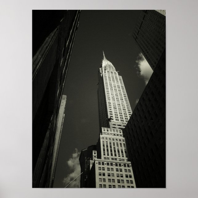 Pôster O edifício Chrysler, preto e branco, pequeno (Frente)