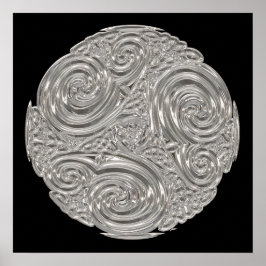 Poster O elegante nouveau metálico negro de prata parece 