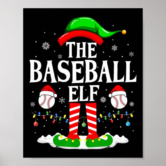Poster O Elf Beisebol Engraçado Correspondendo Xmas Baseb (Frente)