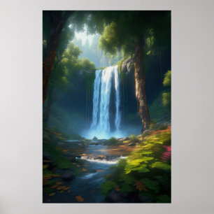 Poster O encantamento de uma bela cascata florestal