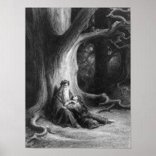 Pôster O Enchanter Merlin e Vivien feericamente