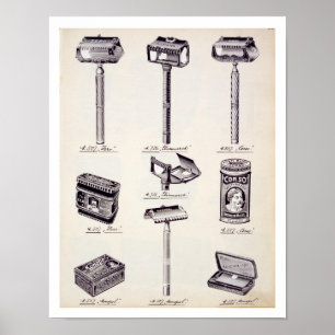 Poster O equipamento de rapagem dos homens, de um