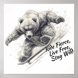 Poster O Esboço do Urso Cavaleiro Selvagem