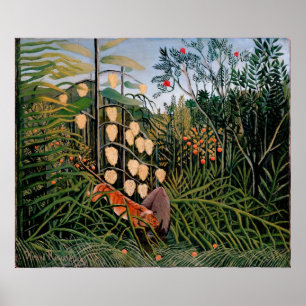 Pôster O esforço de Rousseau entre Tigre e Bull (1909)