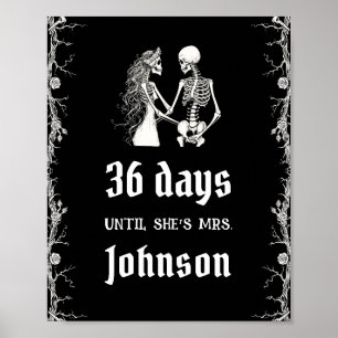 Poster O Esqueleto De Halloween Gótico Dias Até Ela Ser A
