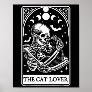 Poster O Esqueleto Do Cartão Tarot Do Gato E O Cat Tarot