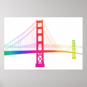 Poster O estilo do arco-íris de golden gate bridge