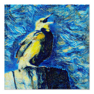 Pôster O estilo VanGogh do Pássaro Solitário