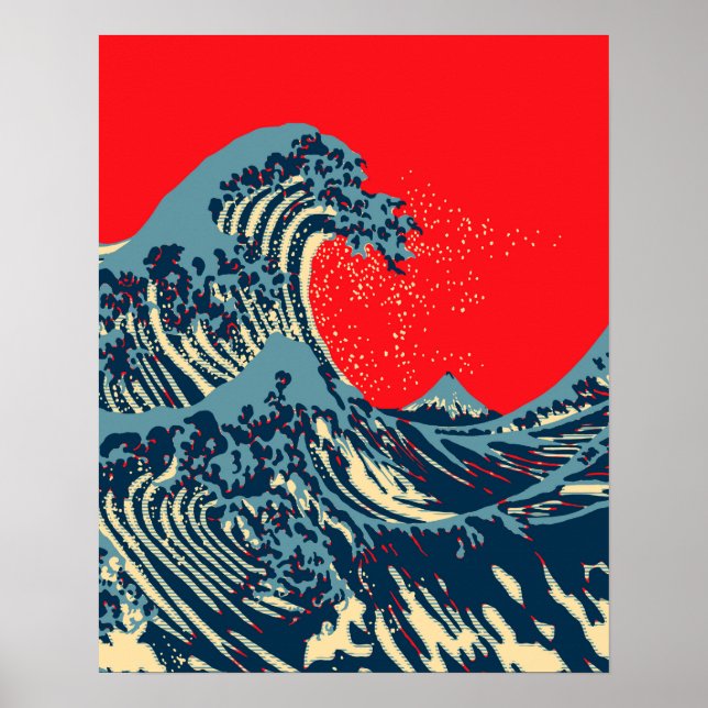 Poster O Excelente Hokusai Wave em Estilo de Arte Esperan (Frente)