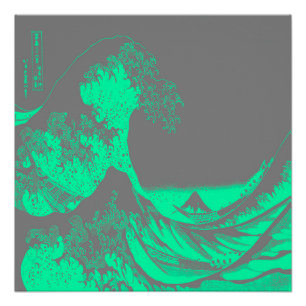 Pôster O Excelente Wave Seafoam Green & Cinza Poster