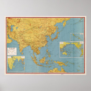 Pôster O Extremo Oriente e as áreas adjacentes (mapa