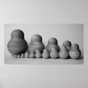 Pôster o family_b&w dos matrioshka