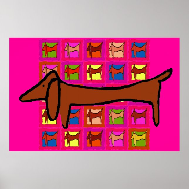 Pôster O famoso Abstrato Dachshund Quilt (Frente)