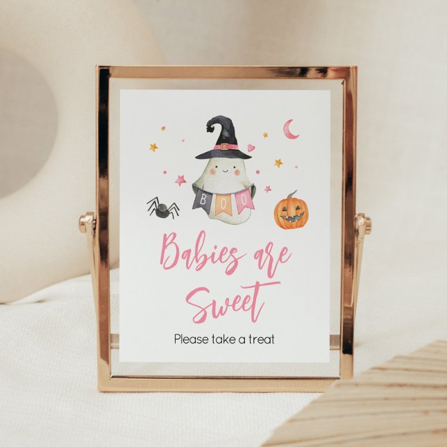 Poster O Fantasma do Cavalo Rosa é Doce (Little Boo Baby Shower Babies are Sweet Sign)