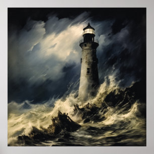 Poster O farol em Storm Fine Art