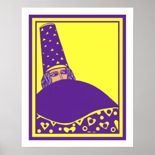 Poster O feiticeiro, desenho do vetor em amarelo e roxo