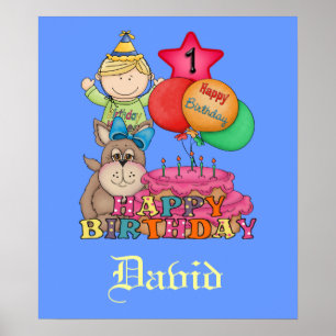 Pôster O feliz aniversario Balloons o bebê de um ano do