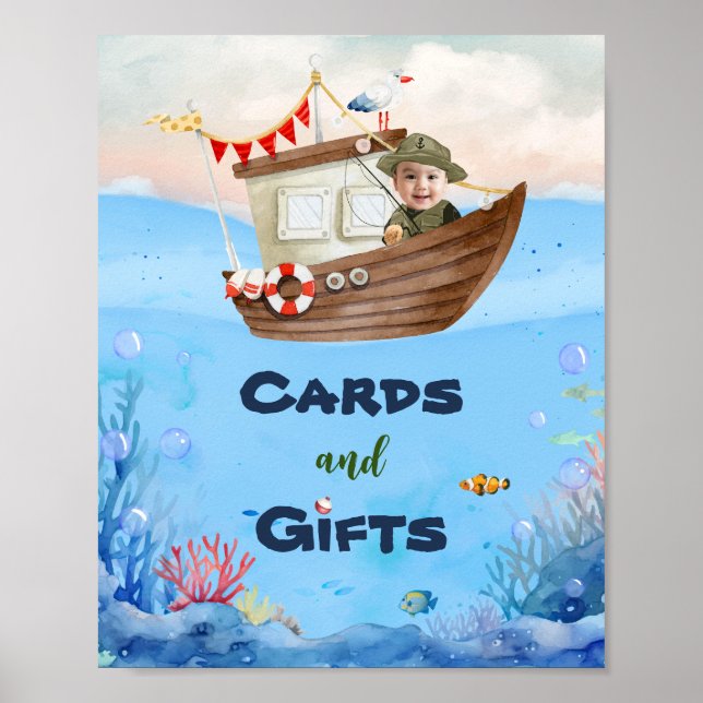 Poster O-fish-ally One Fishing 1st Birthday Sign (Frente)