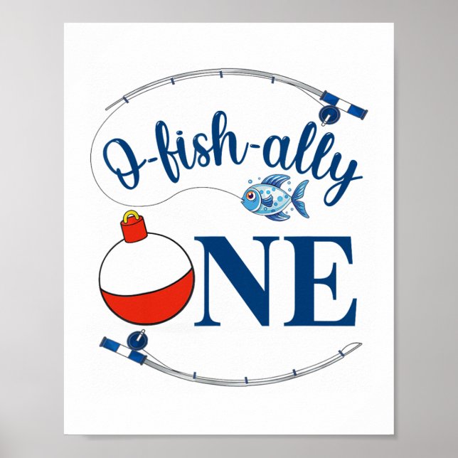 Poster O-fish-ally One Fishing Boy First Birthday Ofishal (Frente)