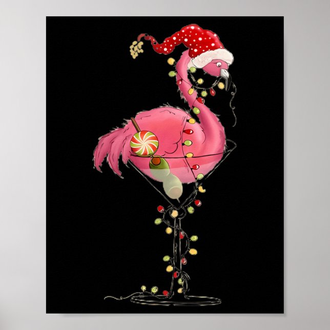 Poster O Flamingo De Natal Em Martini Gl Para O Holi Trop (Frente)