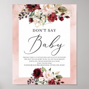 Poster O floral cor-de-rosa brilhante não diz sinal de b