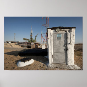 Pôster O foguete de Soyuz imediatamente depois da chegada
